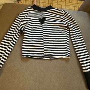 Striped Long Sleeve Crop Top